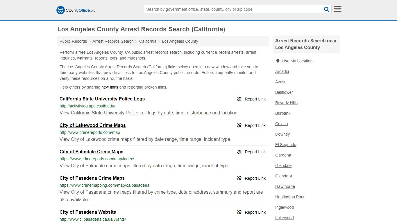Los Angeles County Arrest Records Search (California)