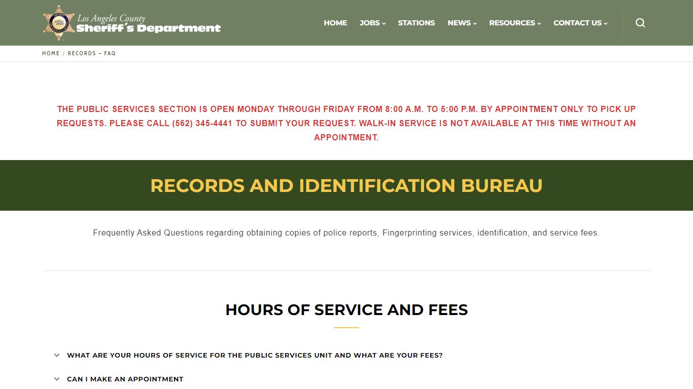 Records - FAQ | Los Angeles County Sheriff's Department